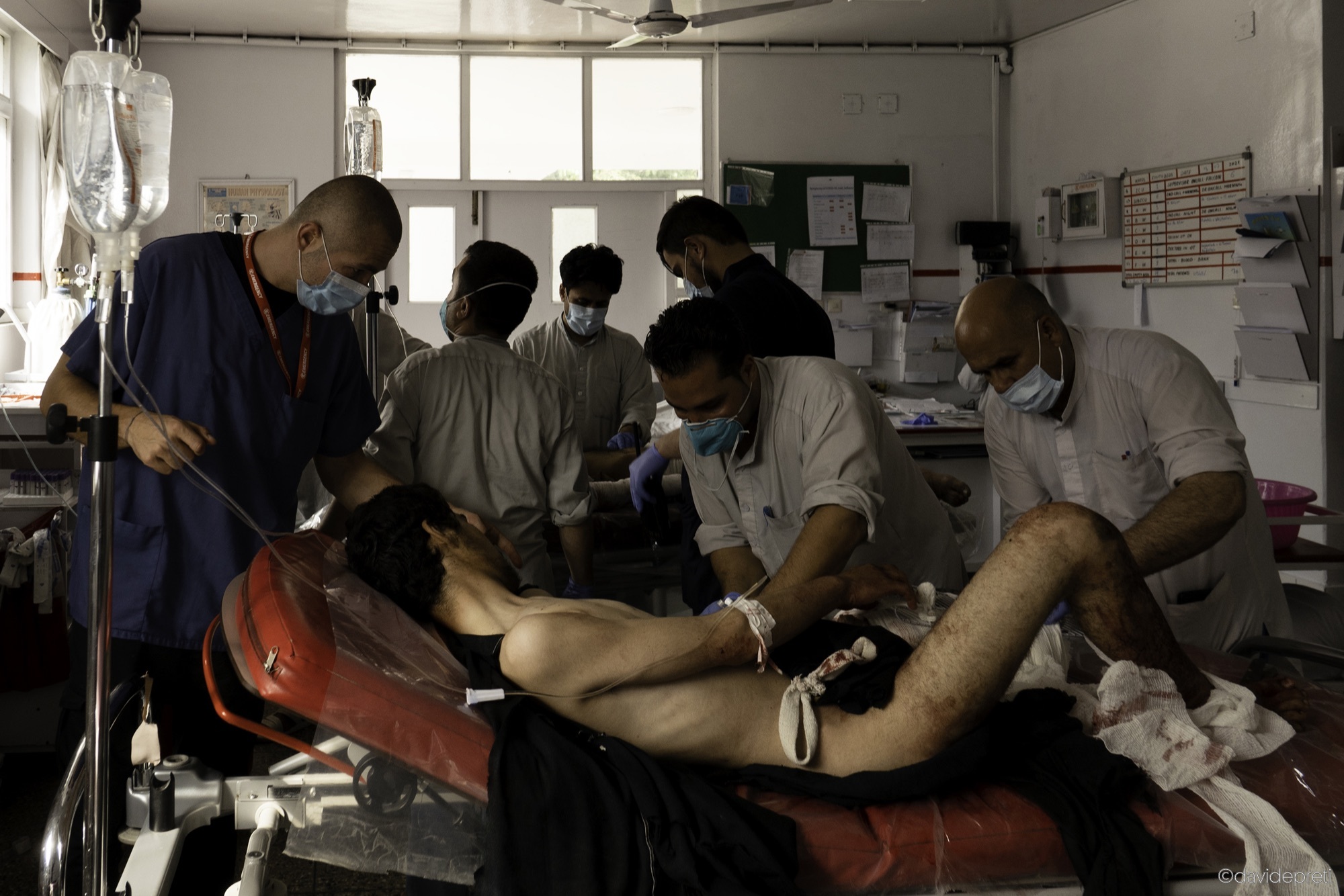 Kabul, Afghanistan — July 13, 2021.

Inside the OPD (Out Patients Department) after the arrival of three patients injured by the explosion of an IED (Improvised Explosive Device) in the PD6 district of Kabul.
