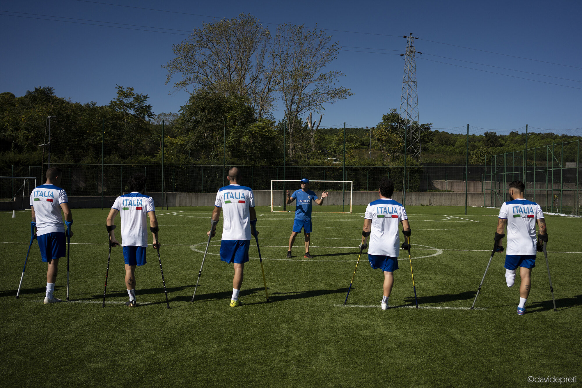 Istanbul, Turkey — September 30, 2022.

Players of the Italian national amputee football team taking part in a final training session before the start of the Amputee Football World Cup.
