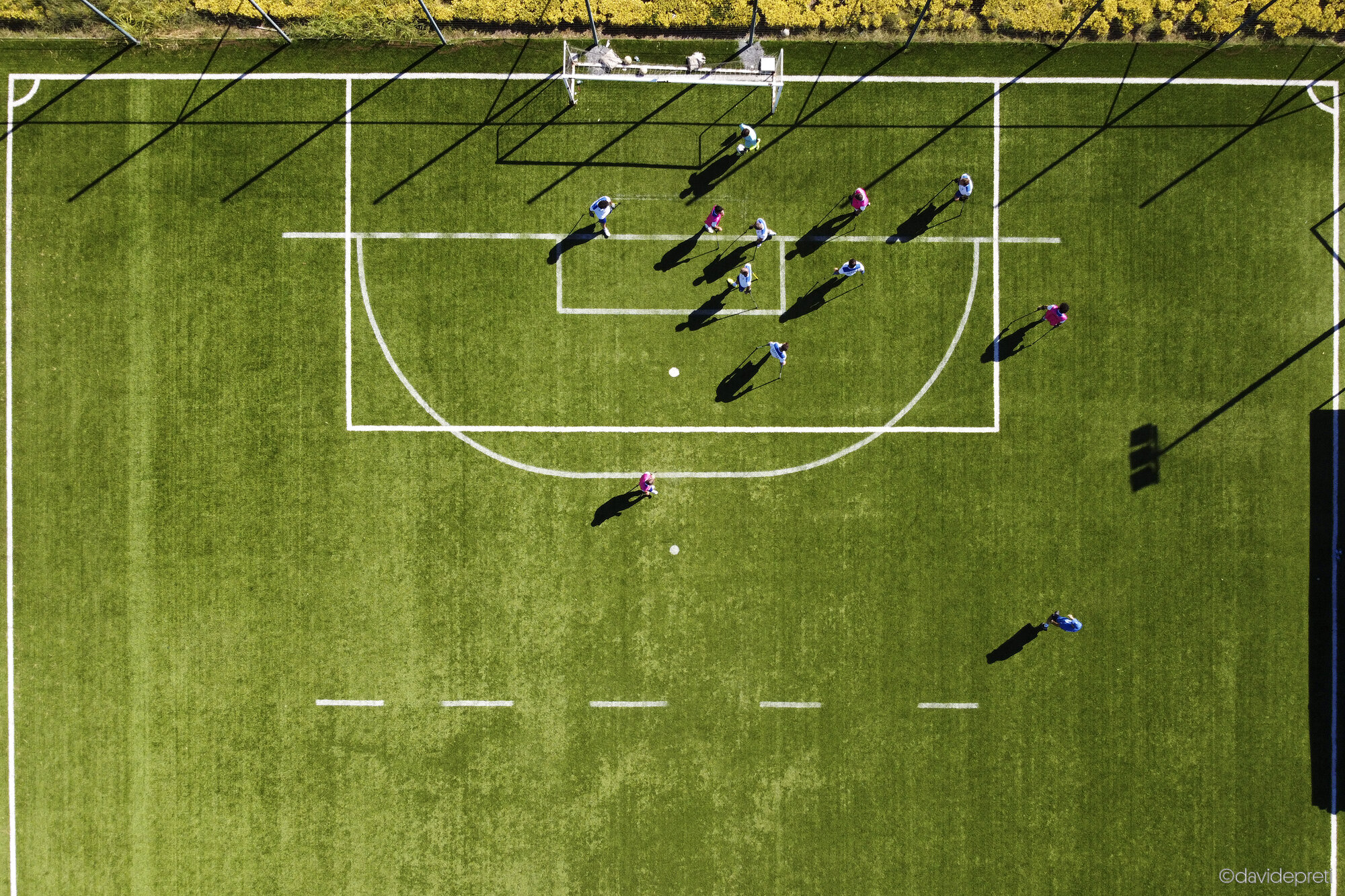 Istanbul, Turkey — September 30, 2022.

An overhead view of the Italian national amputee football team training at the Hasan Doğan National Teams Camp and Training Facilities.
