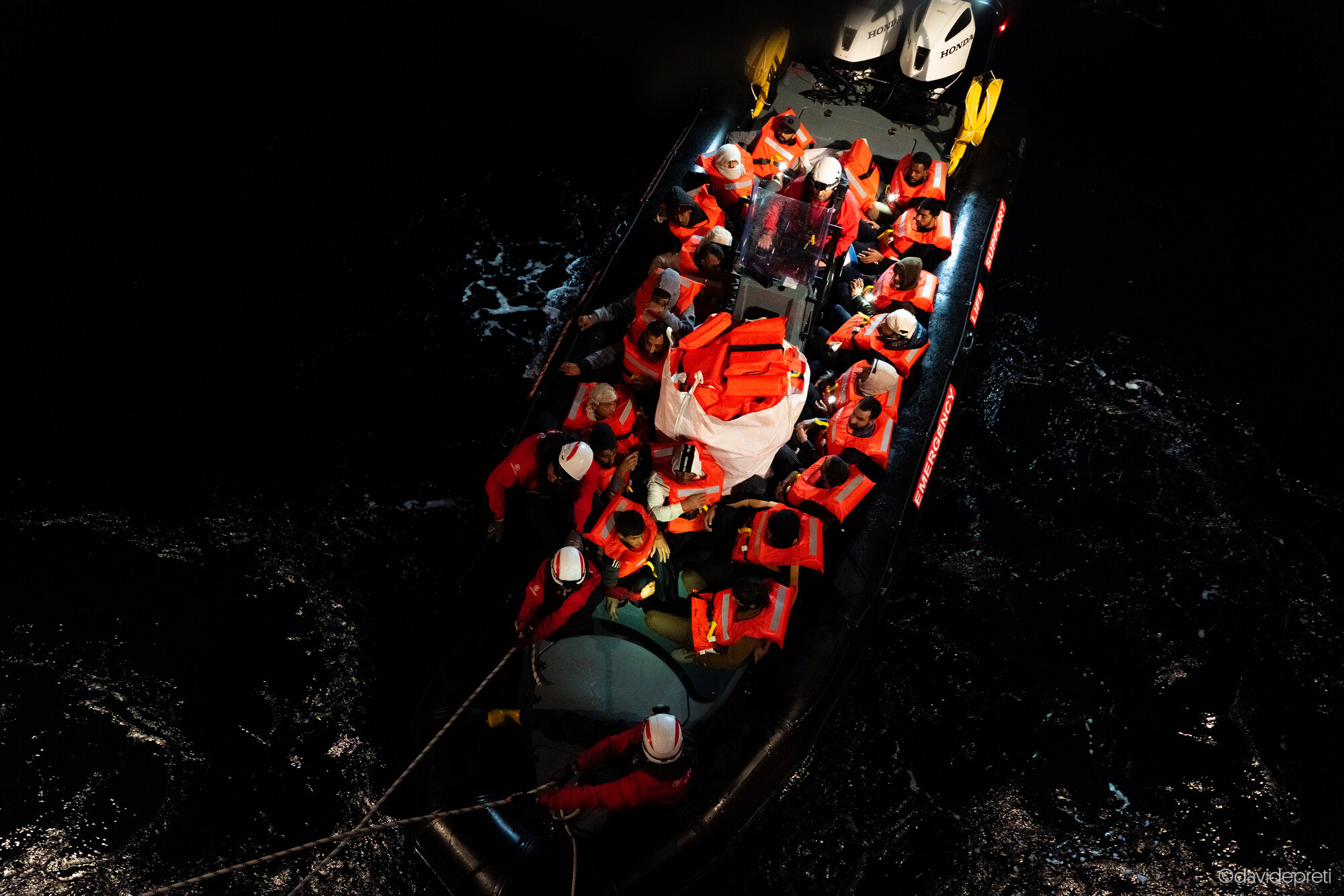 Central Mediterranean Sea — December 19, 2022.

At 2.00 AM Life Support carries out the first sea rescue. Seventy people are squeezed into a wooden boat. They had left the village of Al-Zawiyah, Lybia, five hours earlier.
